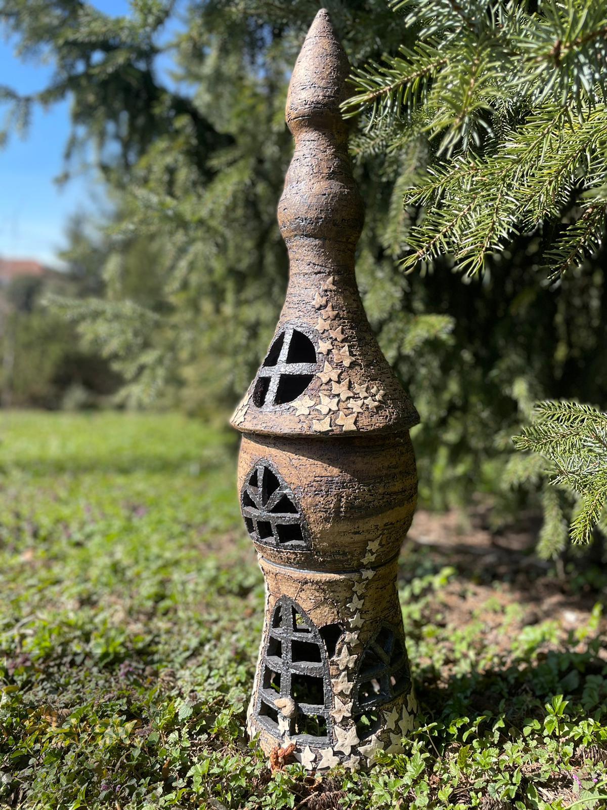 Zahradní lampa věž s břečťanem - 80 cm