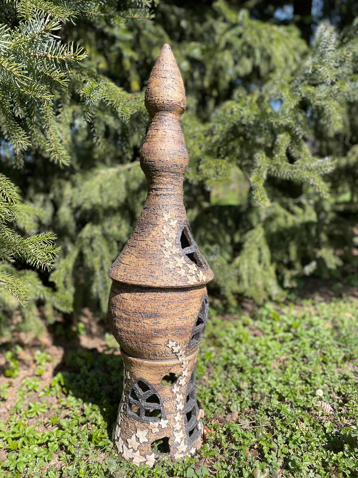 Zahradní lampa věž s břečťanem - 80 cm