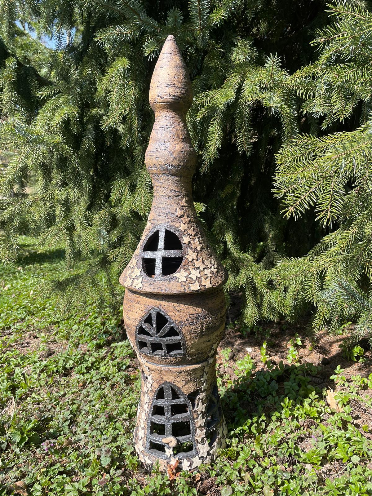 Zahradní lampa věž s břečťanem - 80 cm