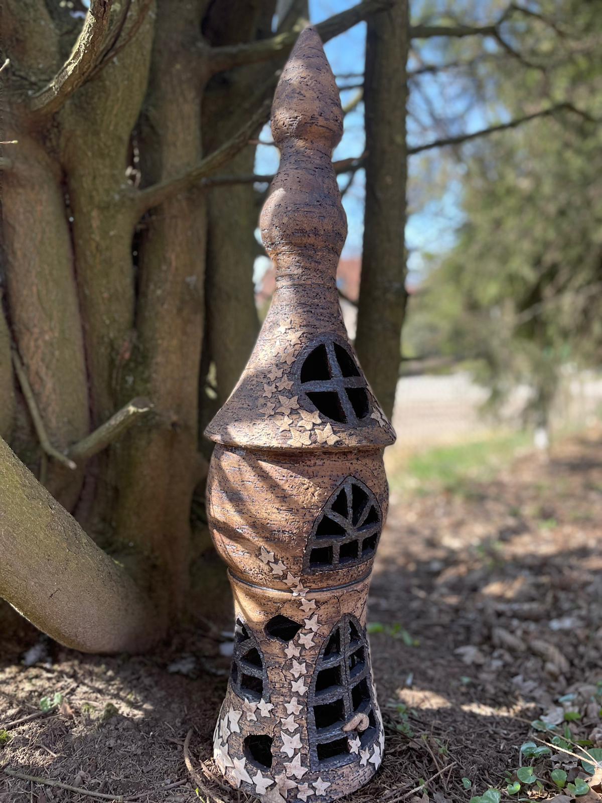 Zahradní lampa věž s břečťanem - 80 cm