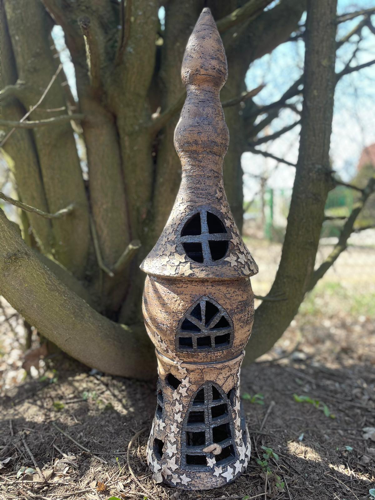 Zahradní lampa věž s břečťanem - 80 cm
