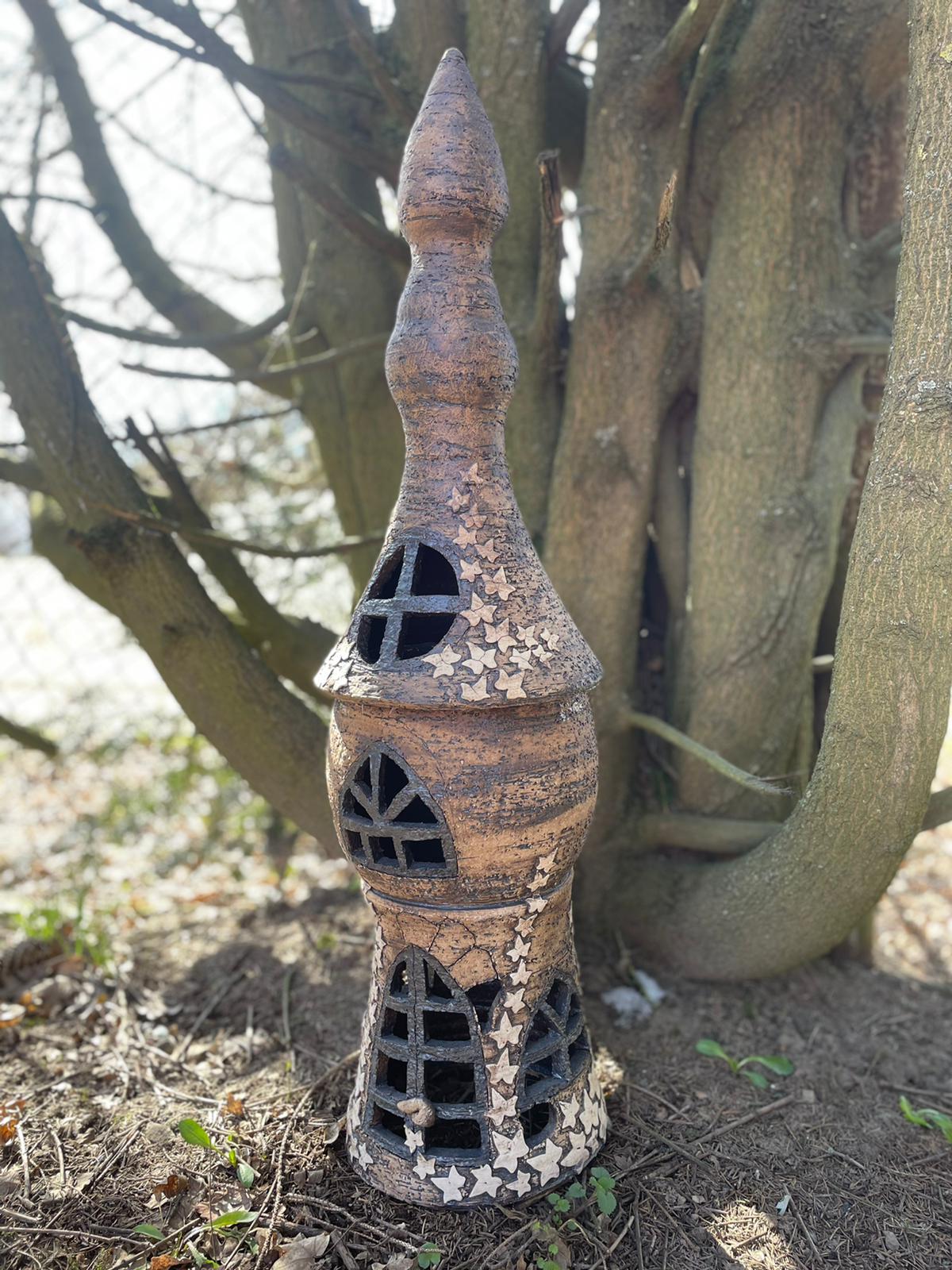 Zahradní lampa věž s břečťanem - 80 cm